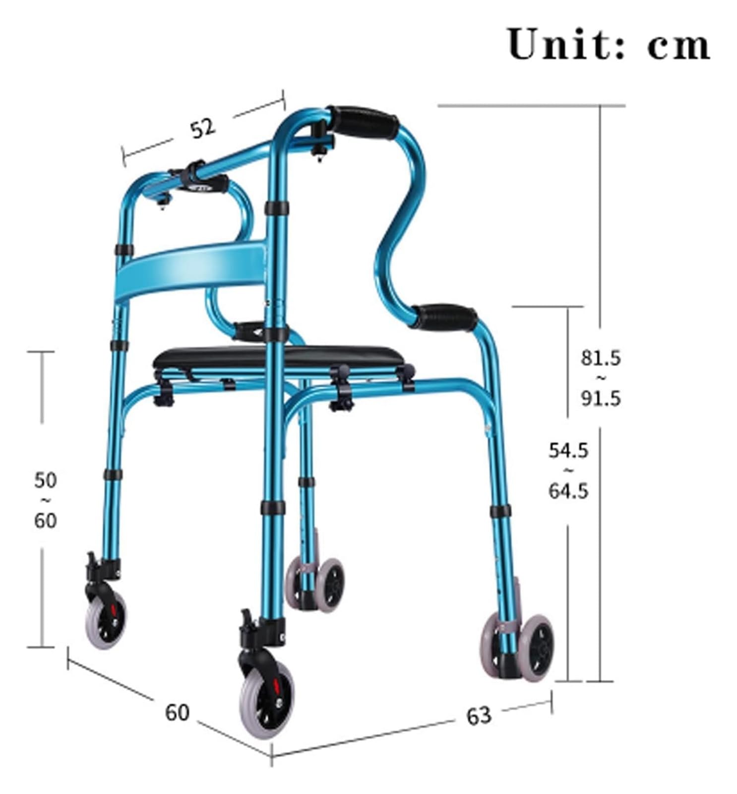 Folding Walker, Lightweight Walkers for Seniors, Can Be Used As Toilet Safety Rail, Compact and Portable