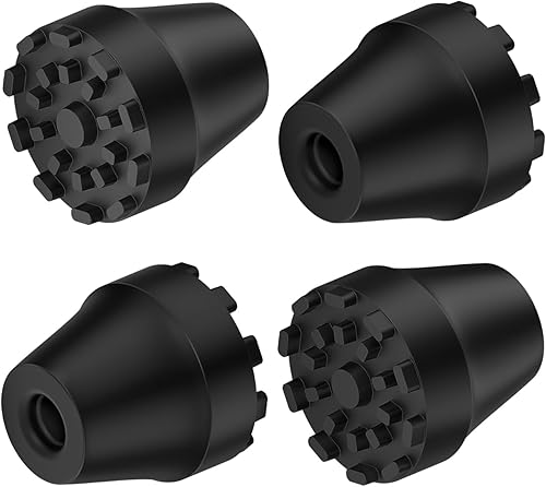 supregear Puntas de goma de repuesto para bastones de trekking y bastones para caminar, tapas negras antideslizantes que absorben los golpes,
