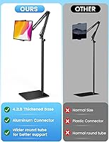 Vista 2 de Tablet Floor Stand with 4.2LB Base,Overhead Bed Phone Stand Angle Height Adjustable Tablet Holder Bed,Phone Stand for iPad/iPhoneX/iPad Pro Air