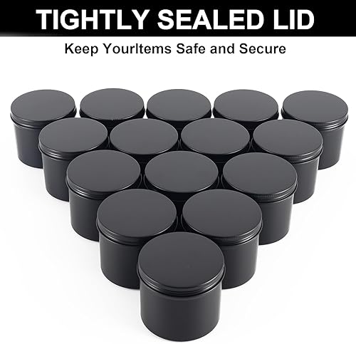 Miniatura 5 de OBKJJ Tarros de vela negros de 10 onzas, latas mate de 24 unidades, recipientes de metal para velas con tapas, recipientes para velas a granel para