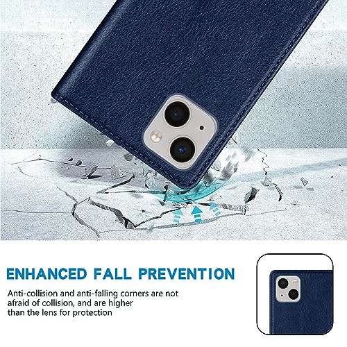 Image of ZZXX for iPhone 13 Wallet Case Strong Magnetic 6.1 inch,Blue