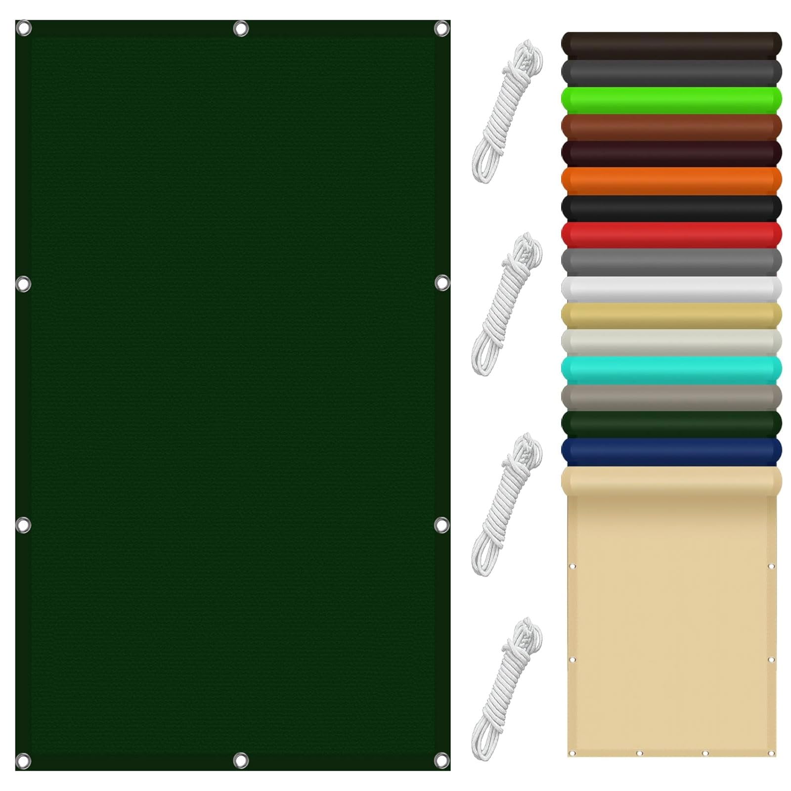 Voile d'ombrage pour terrasse et balcon 550x660 cm vert foncé