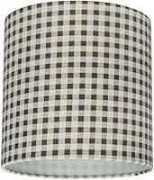 Vista 32 de Aspen Creative 31234A pantalla para lámpara de transición en forma de cilindro con diseño de araña en blanco y patrón de círculos plateados, 20,3 cm