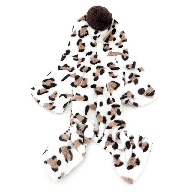 Foto 5 de 8 de SELMAI Leopard pequeño Perro Pijama con Capucha de Terciopelo Suave Perrito Mono de Cuatro Patas Pet Invierno…
