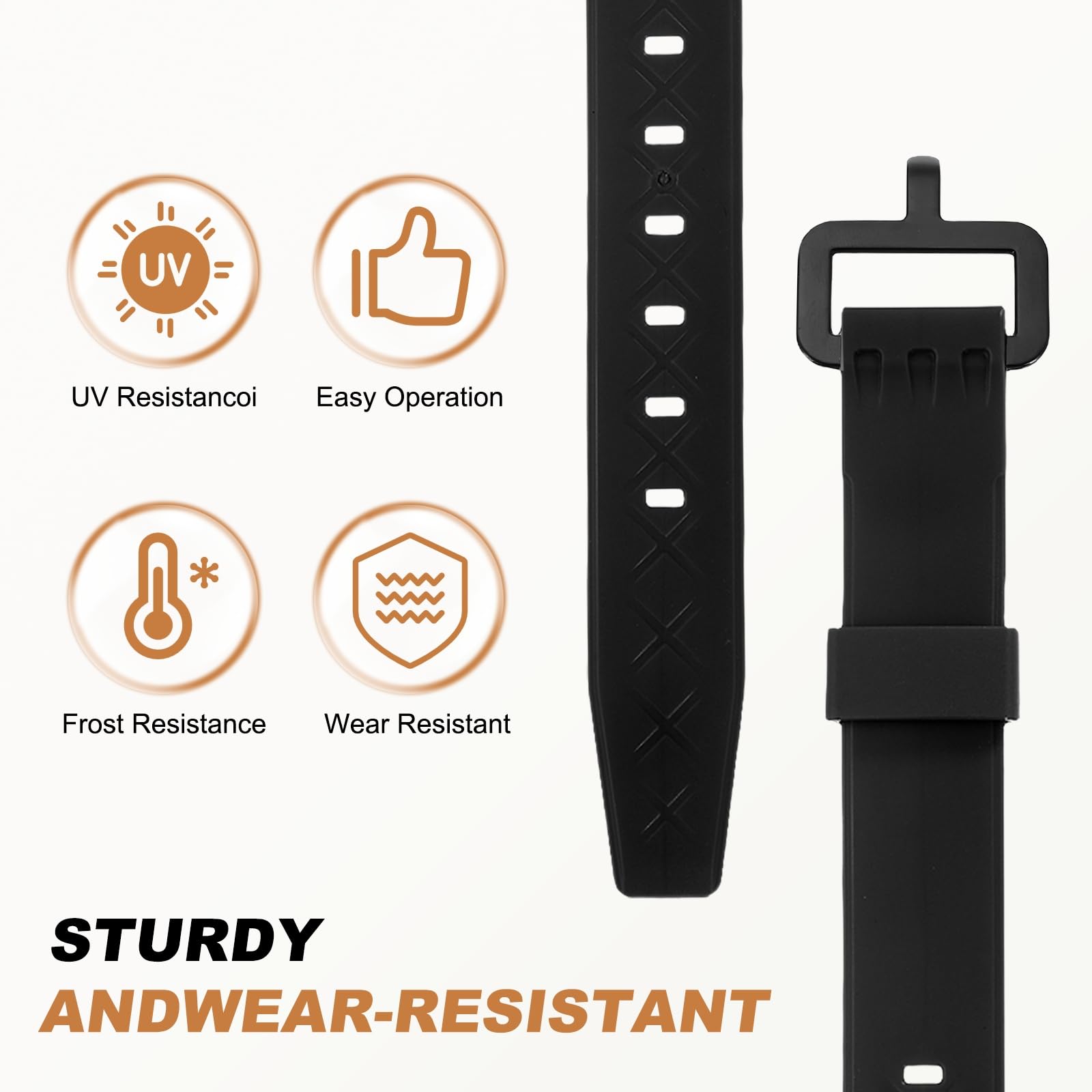 4 Pcs Silicone Tie Down Strap, 35cm / 14 inch Versatile Wear Resistant Silicone Securing Strap with Black Metal Buckle for Luggage Binding Outdoor Equipment Sorting,Black — view 4