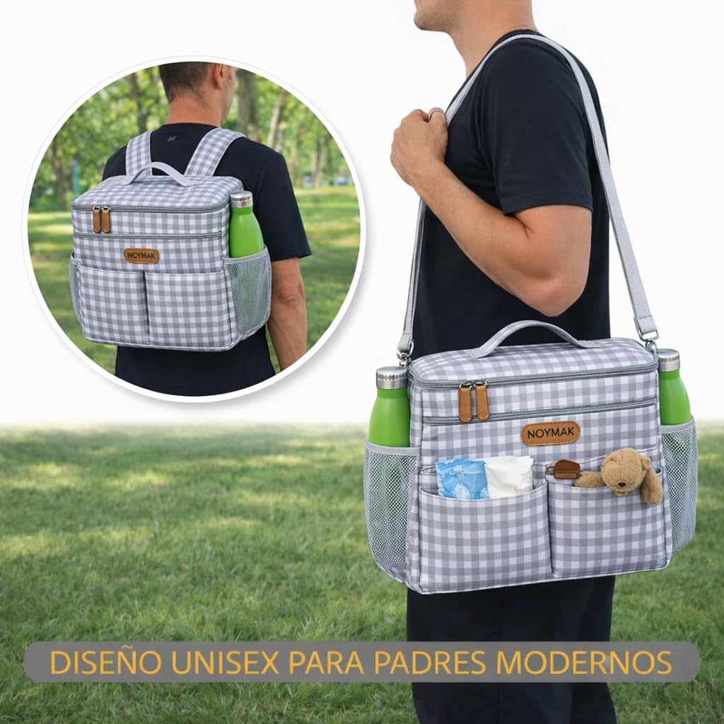 Bolsa Carrito Bebé Grande 22L, Gran Capacidad,Impermeable,Bolso Carro Bebe con Cambiador, Interior Térmico,Ganchos Universales y Accesorios,Organizador con múltiples Bolsillos.