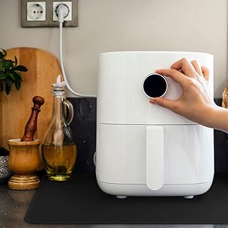 FLASLD Heat Resistant Mat for Air Fryer Site on, Fireproof Silicone Mats for Kitchen Counter, Countertop Protector, No-slip and Waterproof (Black, 16"X24")