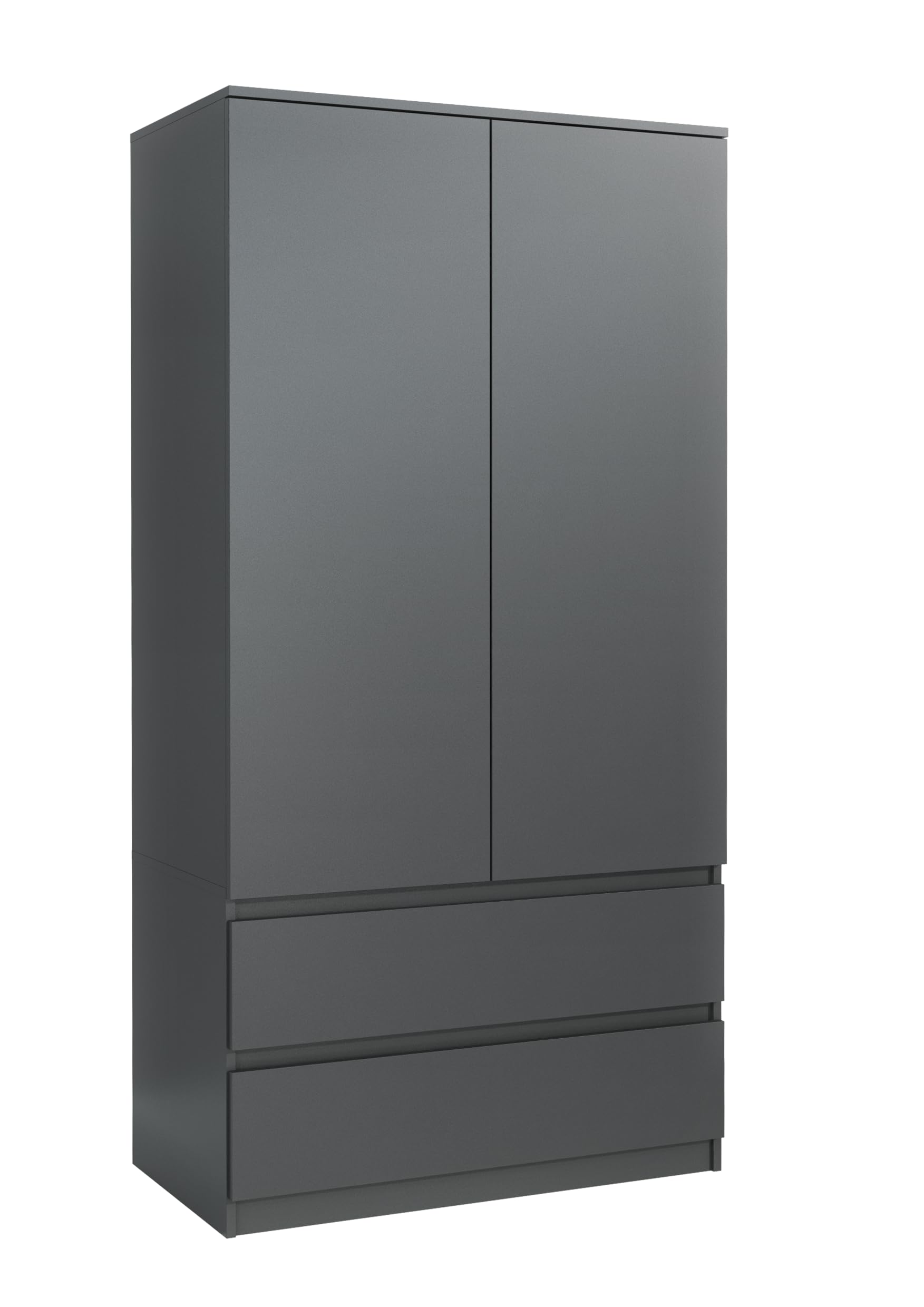 meble masztalerz Armario 90 cm, 2 Cajones, Antracita | Armario Dormitorio 90 x 180 x 50 cm Ropero Moderno, Mueble de Almacenamiento, Guardarropa