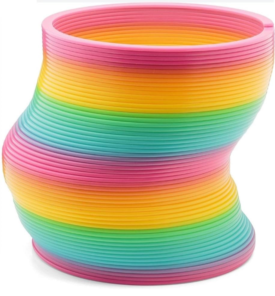 Rainbow Circle Folding Plastic Spring Coil Toy Colorful Slinky Big Size (Pack of 3 pcs)