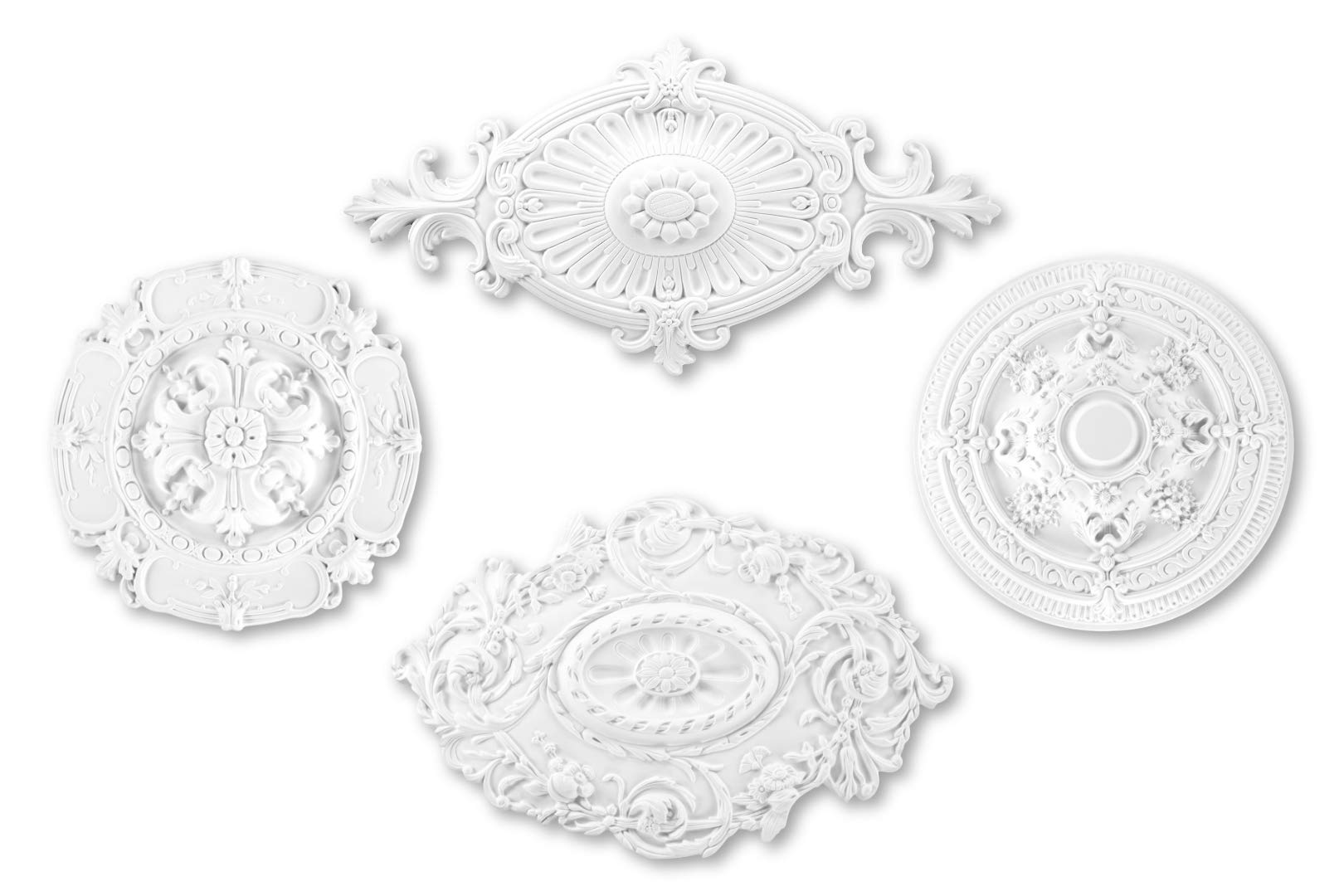 Rosetta Decorativa Per Soffitto In Polistirolo - Ø57 Cm, Spessore 30 Mm, Verniciabile - Foto 2