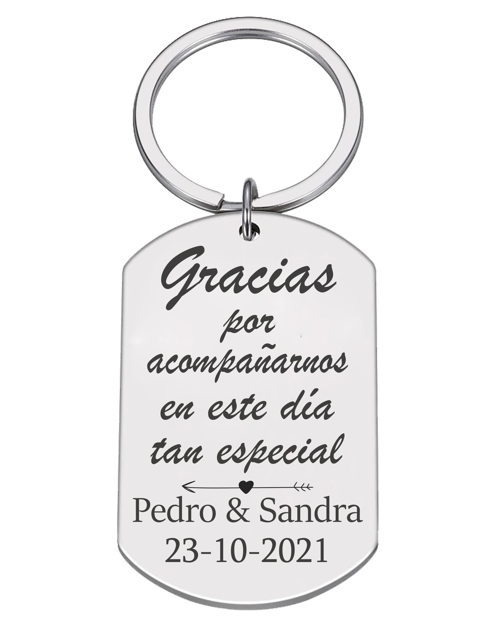 Lote 10 Llaveros Acero Recuerdo Boda Personalizable