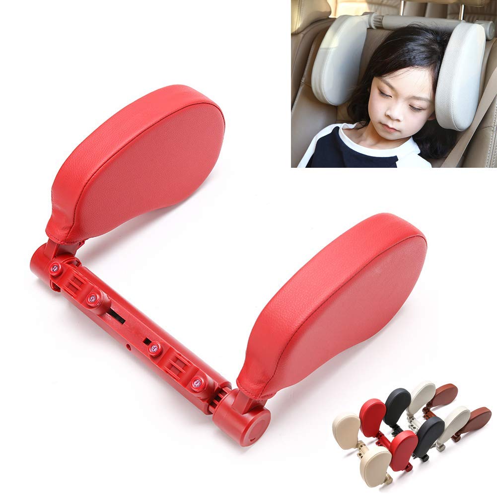 Almohada Universal Para Reposacabezas Para Automóvil, Soporte Para El Cuello Cojín Para Dormir Viaje Almohada Lateral Para Asiento Automóvil Ajustable, Diseño Cremallera Extraíble Y Lavable,Rojo