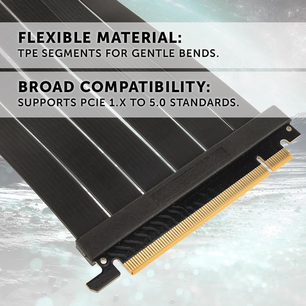 Kolink PCI Express 5.0 x16 auf x16 Riser-Kabel, 90 Grad, schwarz – 30 cm