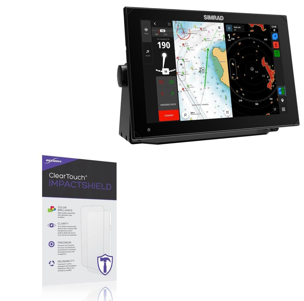 BoxWave Screen Protector Compatible With Simrad NSX 3012 - ClearTouch ImpactShield (2-Pack), Impenetrable Screen Protector Flexible Film