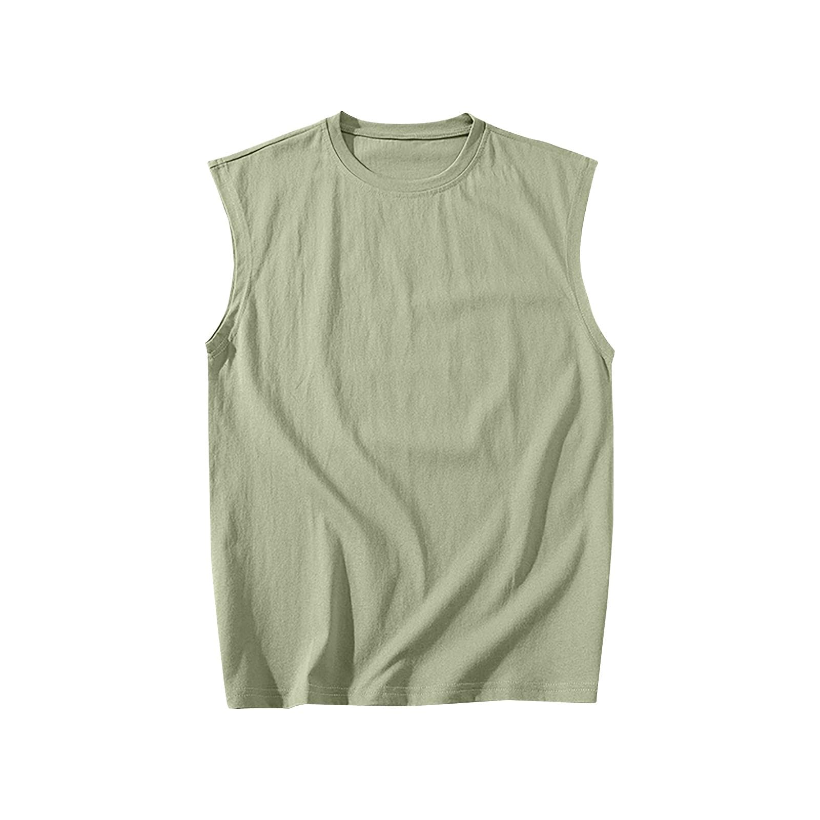 Mens Tank Top Undershirt Round Neck Summer Casual Sleeveless Shirts Classic Solid Tank Tees Stretch Gym T Shirt Multicolor