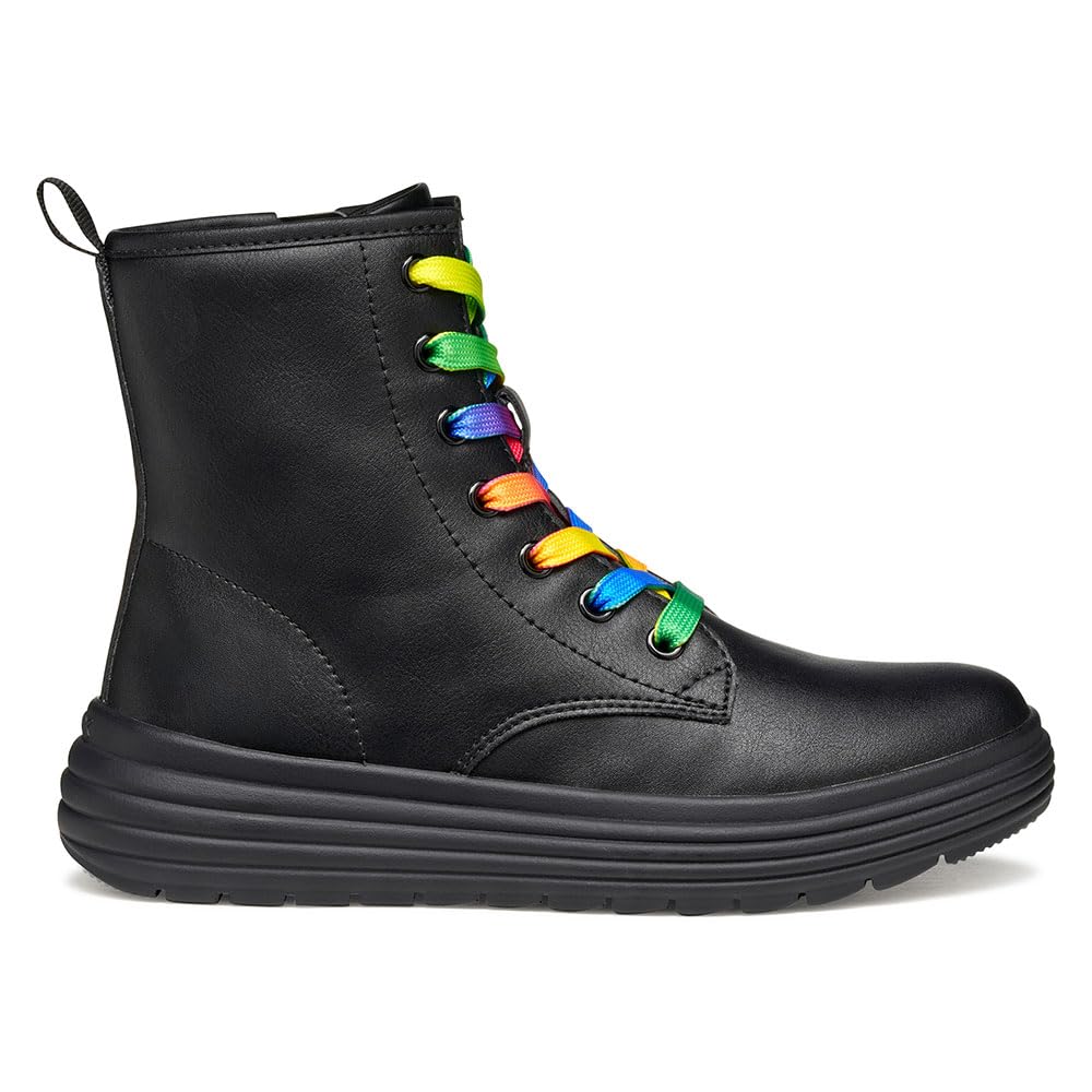Geox Girls' J Phaolae Girl Ankle Boot, Black multi-coloured, 1 UK