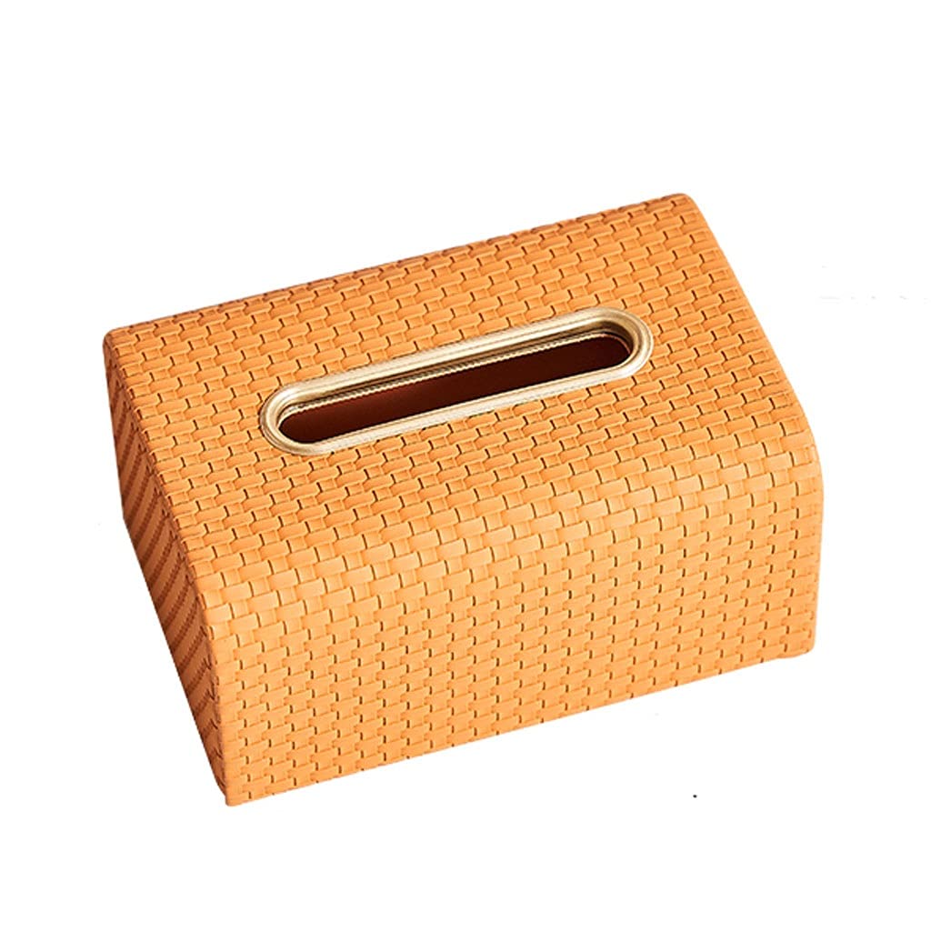 rectangular tissue box cover, Tissue Box Creative Woven Leather Fabric Box Home Office Living Room Toilet Box