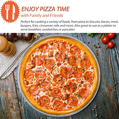 E-Far 12 Inch Pizza Pan Set Of 2, Stainless Steel Pizza Pie Pan Tray Platter, Healthy Metal Pizza Baking Cooking Pan For Oven, Dishwasher Safe #TOP6