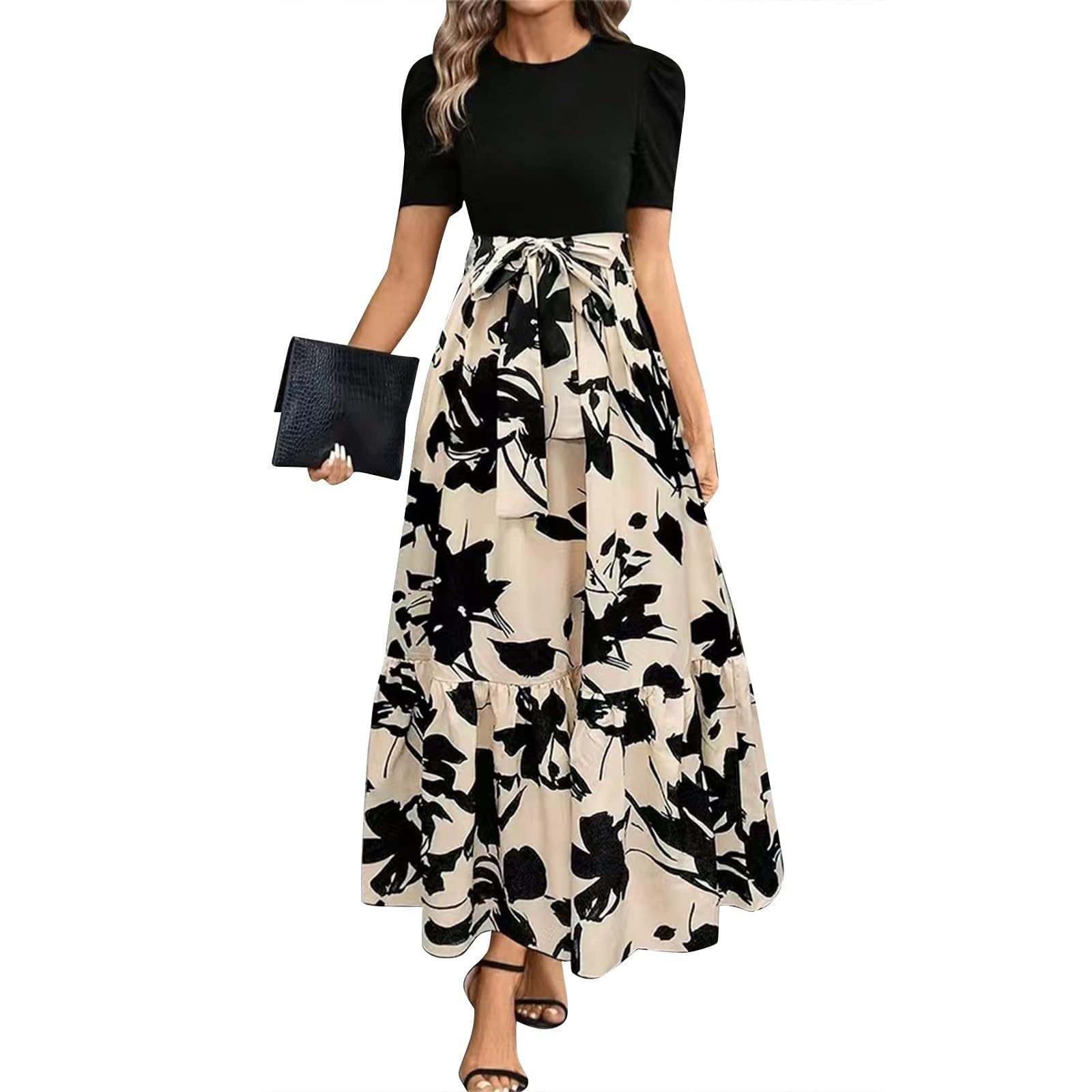 Robe de plage décontractée fluide à taille ajustée pour femme - 7