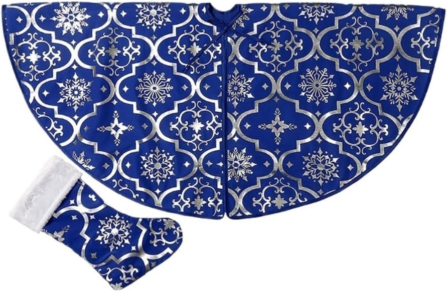 Tree Skirt Christmas Christmas Tree Skirt Christmas Tree Decoration Christmas Tree Skirt Tree Base Apron Christmas Tree Skirt Christmas Skirt Tree(Blue,122cm)