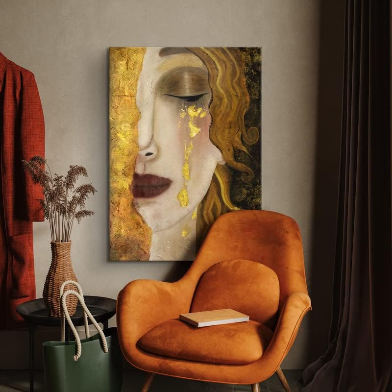 Miniatura 3 de CanvasWAY - Gustav Klimt - Impresiones en lienzo de reproducción famosa de Freya con lágrimas doradas de Freya, cuadro clásico sobre lienzo de