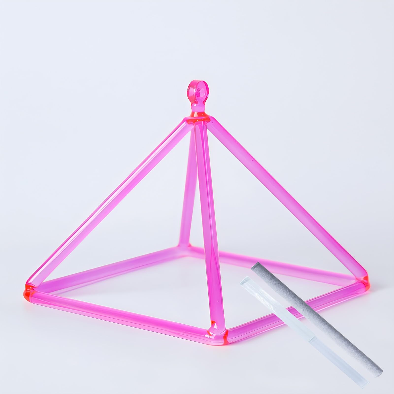 Piramide Sonora di Quarzo Rosa, Strumento Musicale A Percussione Manuale per La Guarigione, Ciotola Yoga con Battente in Cristallo per La Meditazione E La Guarigion,6 inch