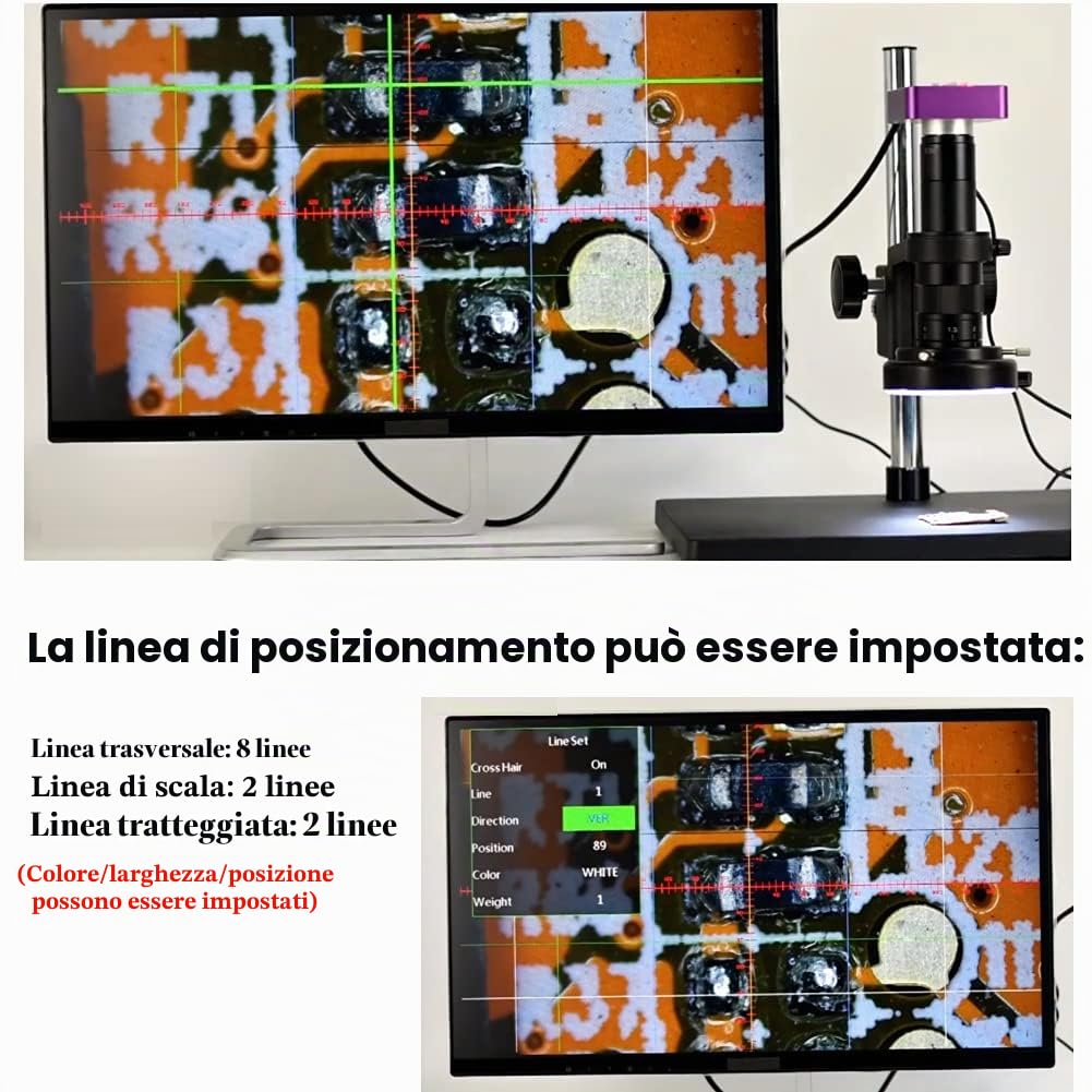 Fotocamera per microscopio Industriale Full HD 51MP 2K 1080P HDMI USB, Obiettivo con Attacco C Zoom 8X-130X 5100 CMOS Pixel Videocamera Digitale Elettronica con Telecomando,Spine statunitensi