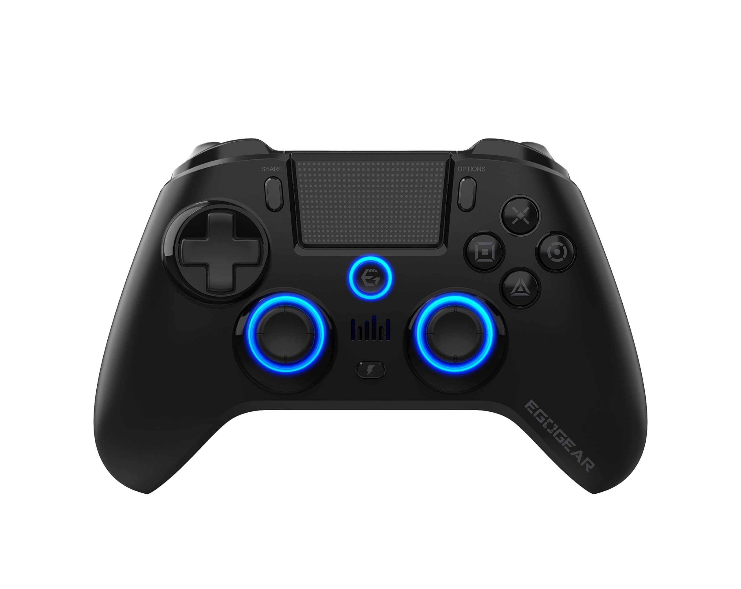 EgoGear - Manette Gaming à palettes sans fil Bluetooth SC15 Noire pour PS4/PS3/PC, RGB personnalisables, Moteurs de vibrations, Port jack 3.5mm, 800 mAh