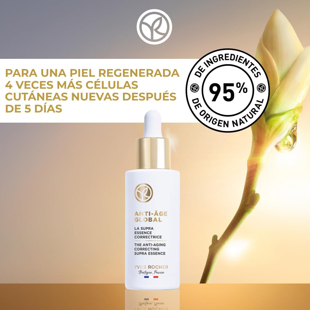 Yves Rocher ANTI-ÂGE GLOBAL - Sérum Esencia Suprema Multi-acción Anti-manchas - Anti-arrugas y Anti-envejecimiento - Ilumina tu piel con Nectar de Brotes Vegetales - 50ml