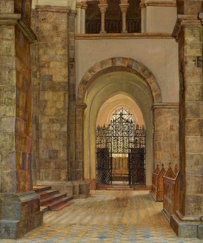 Affiche toile de la cathédrale de Ribe par Kristian Zahrtmann, reproduction d'art mural 60x90cm