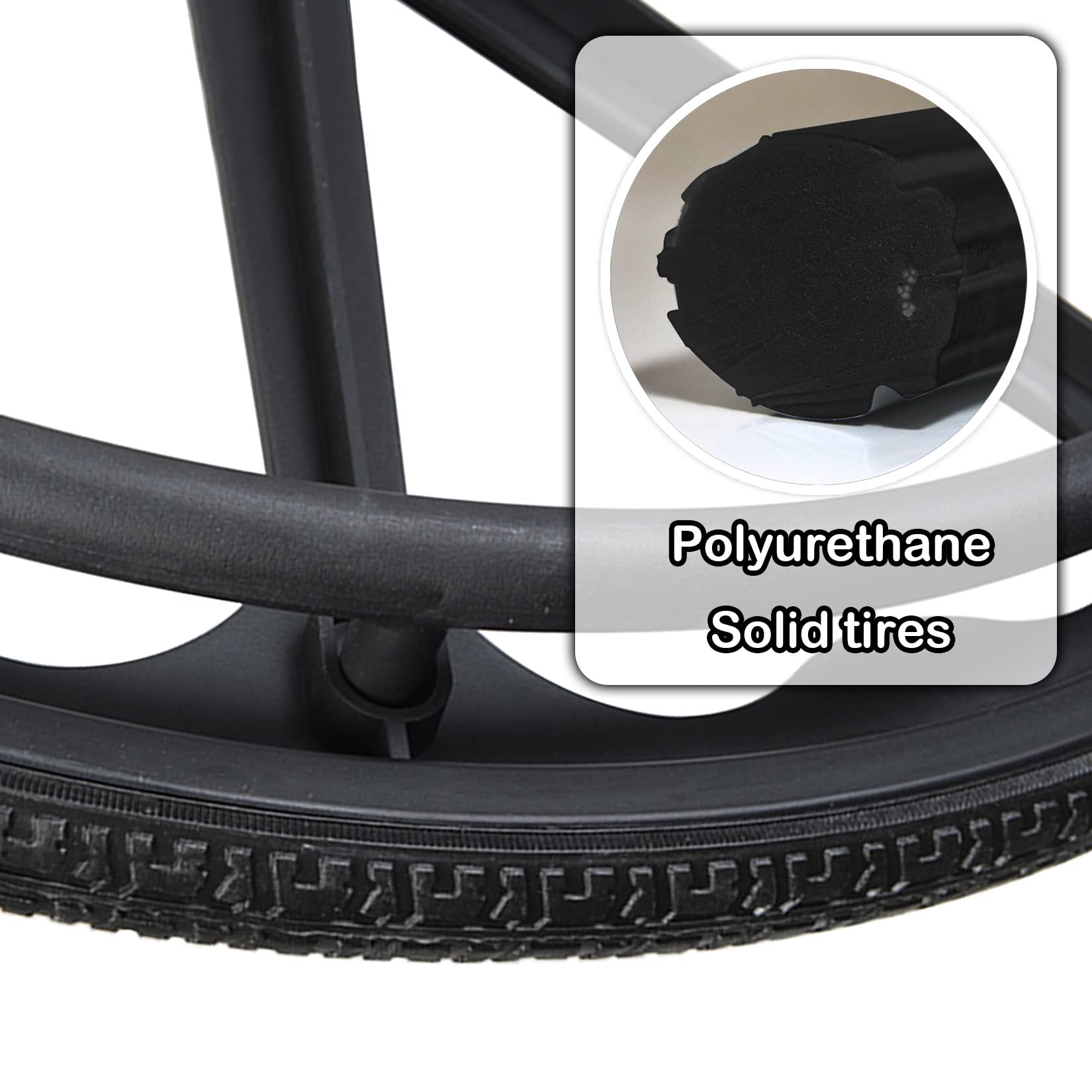 Ruedas de Repuesto para Silla de Ruedas (2 Piezas) Ruedas traseras para Silla de Ruedas con cojinetes de Bolas, Ruedas sólidas no neumáticas a Prueba de pinchazos