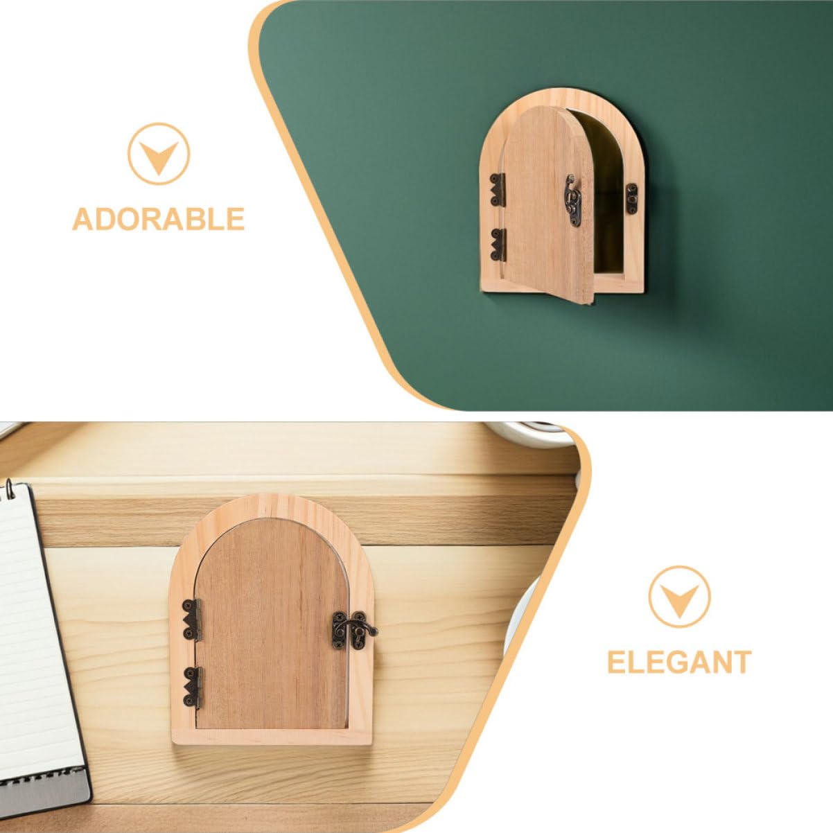 Copripresa Elettrica Porta Fiabesca in Legno 2 Pezzi Khaki | Design Nascosto Decorativo, per Superfici Murali Varie, Previene Contatto Accidentale