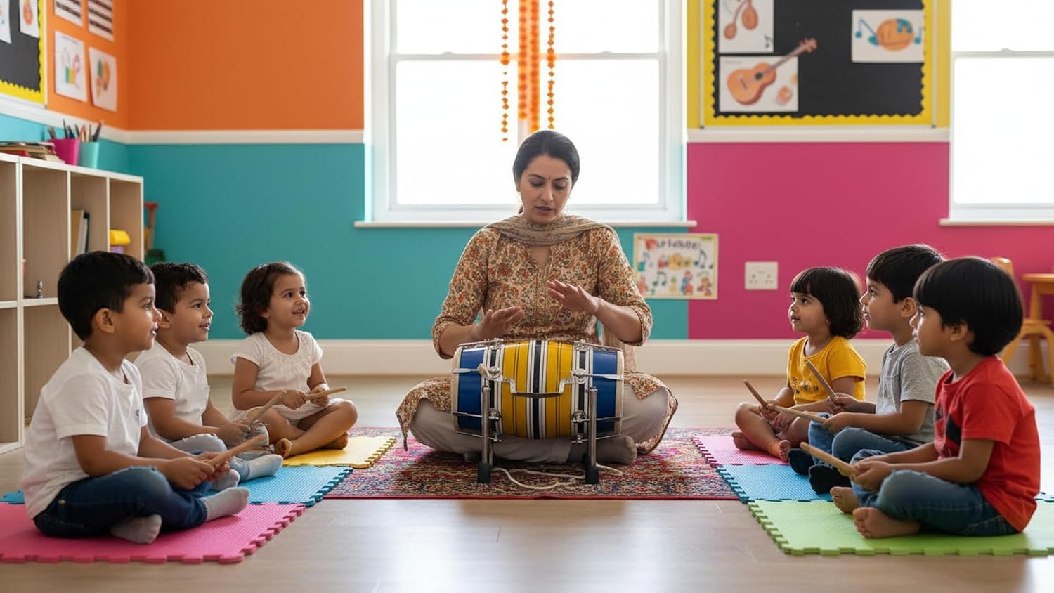 Set di tamburi classici indiani folk tabla Dholak da 30,5 cm, fatti a mano, in legno e pelle, con 14 bulloni regolabili e chiave di accordatura, strumenti musicali a percussione a mano per musicisti