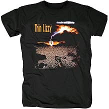 Thin Lizzy Printed T-Shirt, Summer Clothing, Top, Short Sleeve, Plain, Breathable, Fashion, Loose