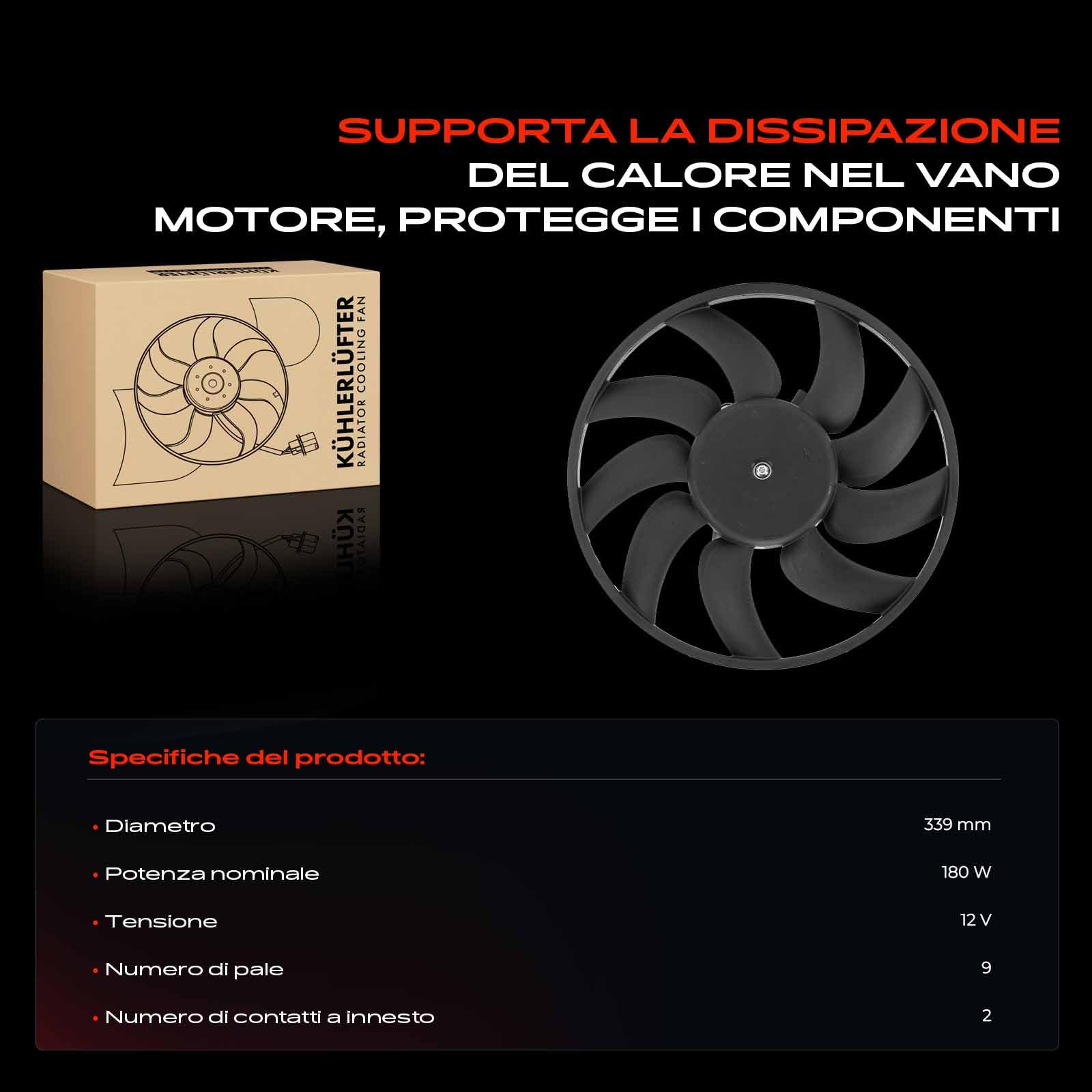 Frankberg Ventola di raffreddamento del motore ventola del radiatore 338