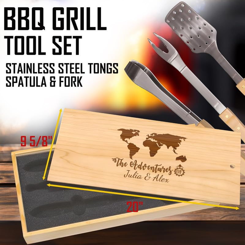 Set de parrilla personalizado con mapa mundial y caja elegante miniatura 2