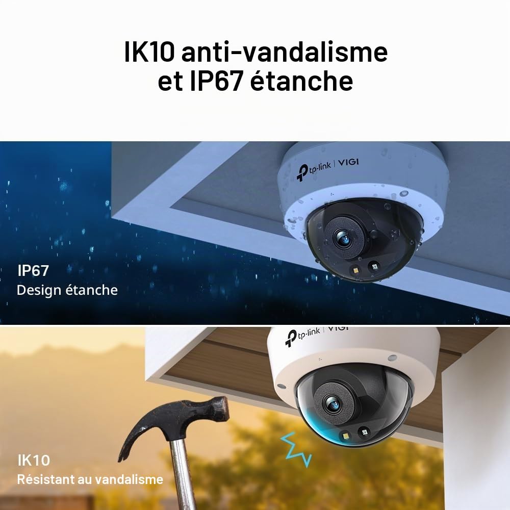 TP-Link VIGI C250 Caméra de Surveillance Dôme, Caméra de sécurité IP Intérieure et extérieure 2880 x 1620 Pixels Plafond