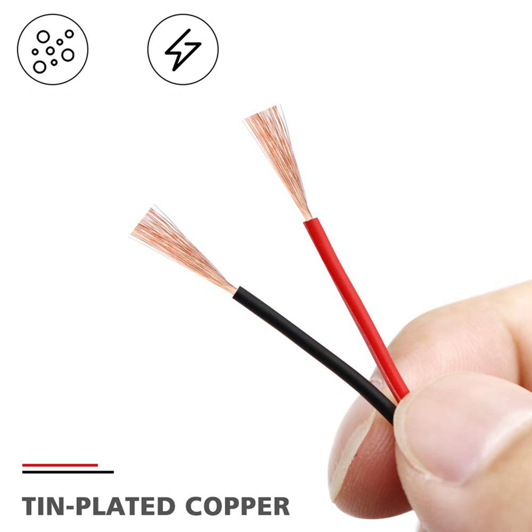 3X 2Pin Draht 100M 22AWG 12V/24V Verlängerung Kabel Rot und Schwarz 2-Adriges Verzinntes Kupfer LED Licht Leiste Power Netzkabel