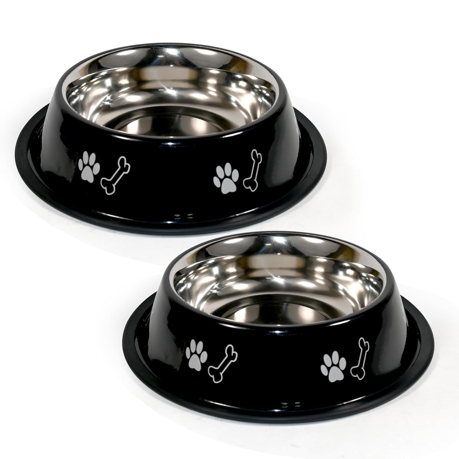 Naaz Pet Supplies Stainless Steel Feeding Bowl For Dog & Cats, 2 Pieces Combo Pack, Large Size, Black (B07P88895H) Amazon Price History, Amazon Price Tracker