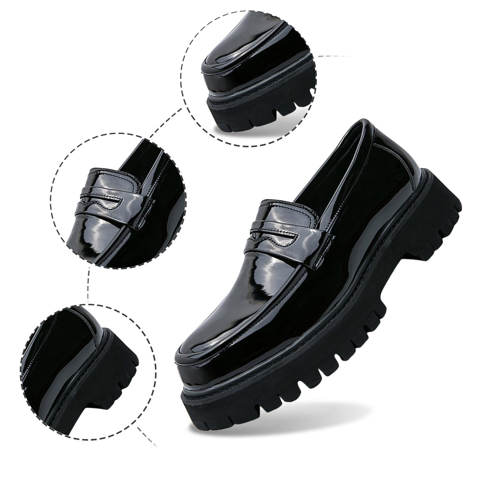 Generisch Zapatos Le Fu con suela gruesa para hombres conscientes de la moda en negro auténtico, zapatillas informales para el día a día