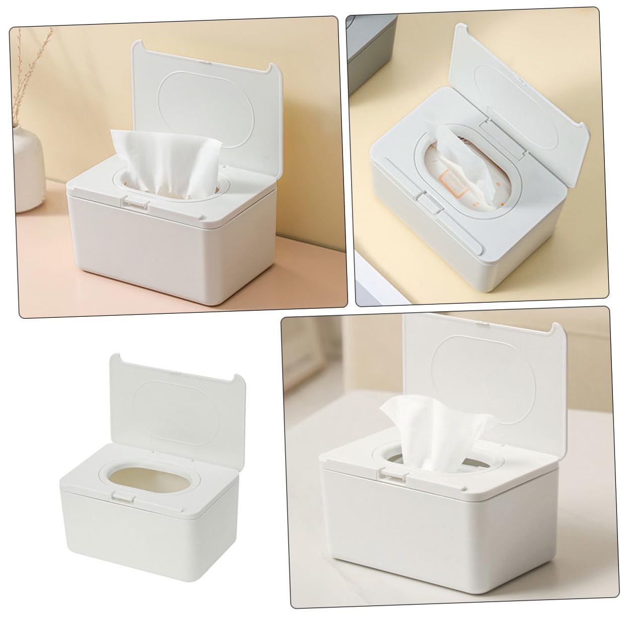 Dispensador de Toallitas Húmedas para Bebés de Plástico Blanco 2 Piezas