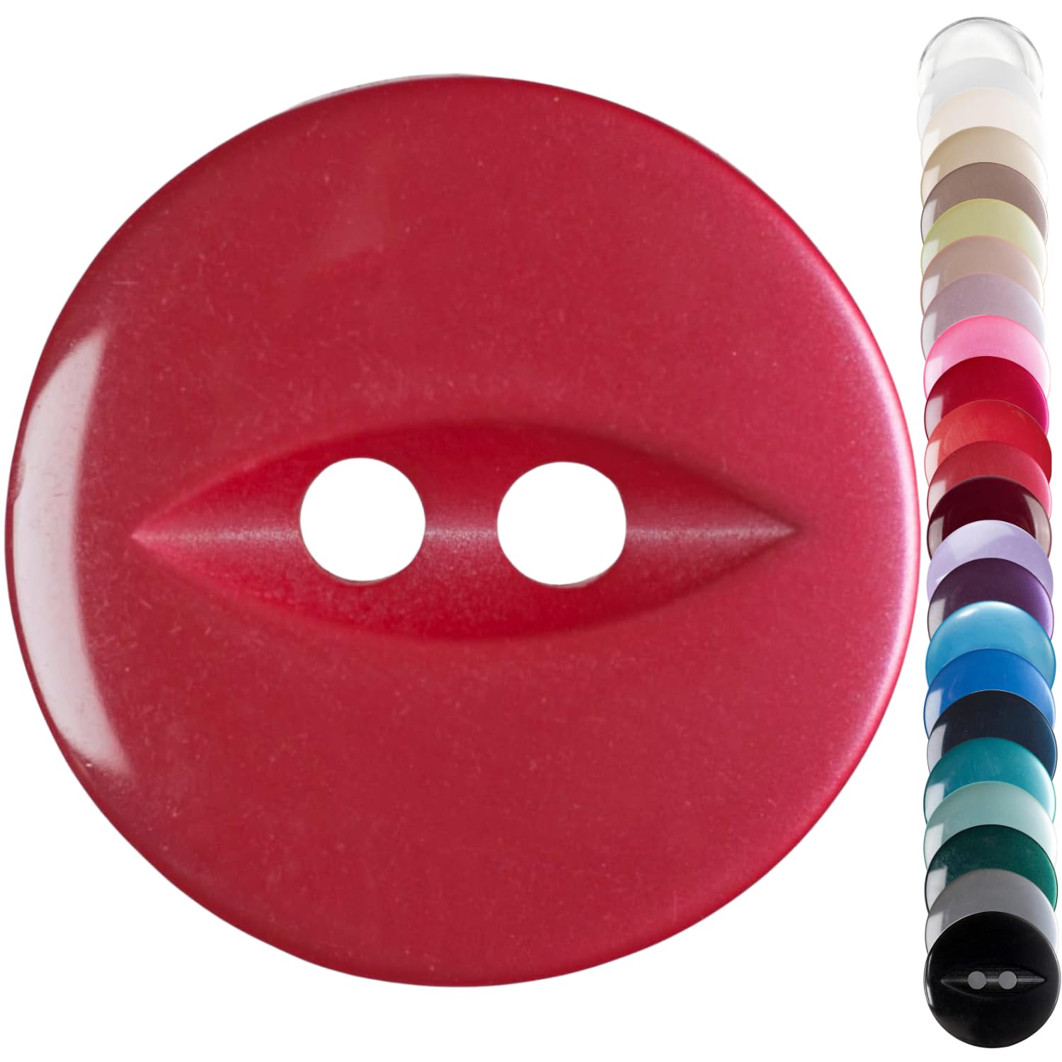 Red Chunky Cardigan Buttons, 19mm Fish Eye, Pack of 10 Matching