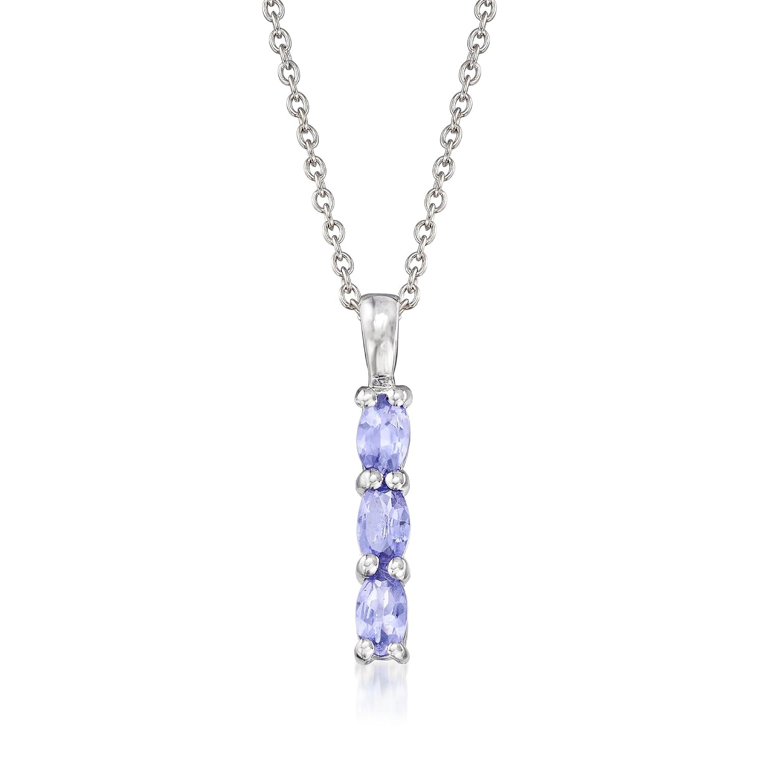 Ross-Simons 0.70 ct. t.w. Tanzanite Linear Pendant Necklace in Sterling Silver