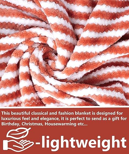 Image of Amazon Brand - Umi Premium Plush AC Blanket - Lightweight Luxurious Soft Towel Flannel Blanket, Super Soft Cozy and Comfy for Couch - (Single - 139 x 228 CM, Orange & White)| TC - 200