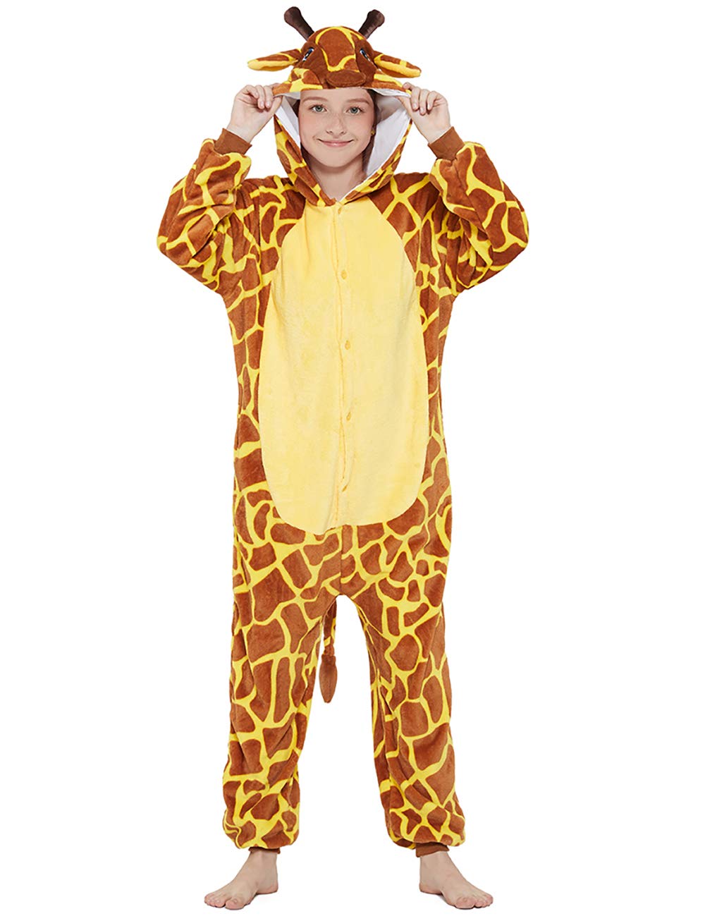 Kids Giraffe Animal Cosplay Costume Onesies Funny Halloween Novelty One Piece Pajamas for Girls Boys