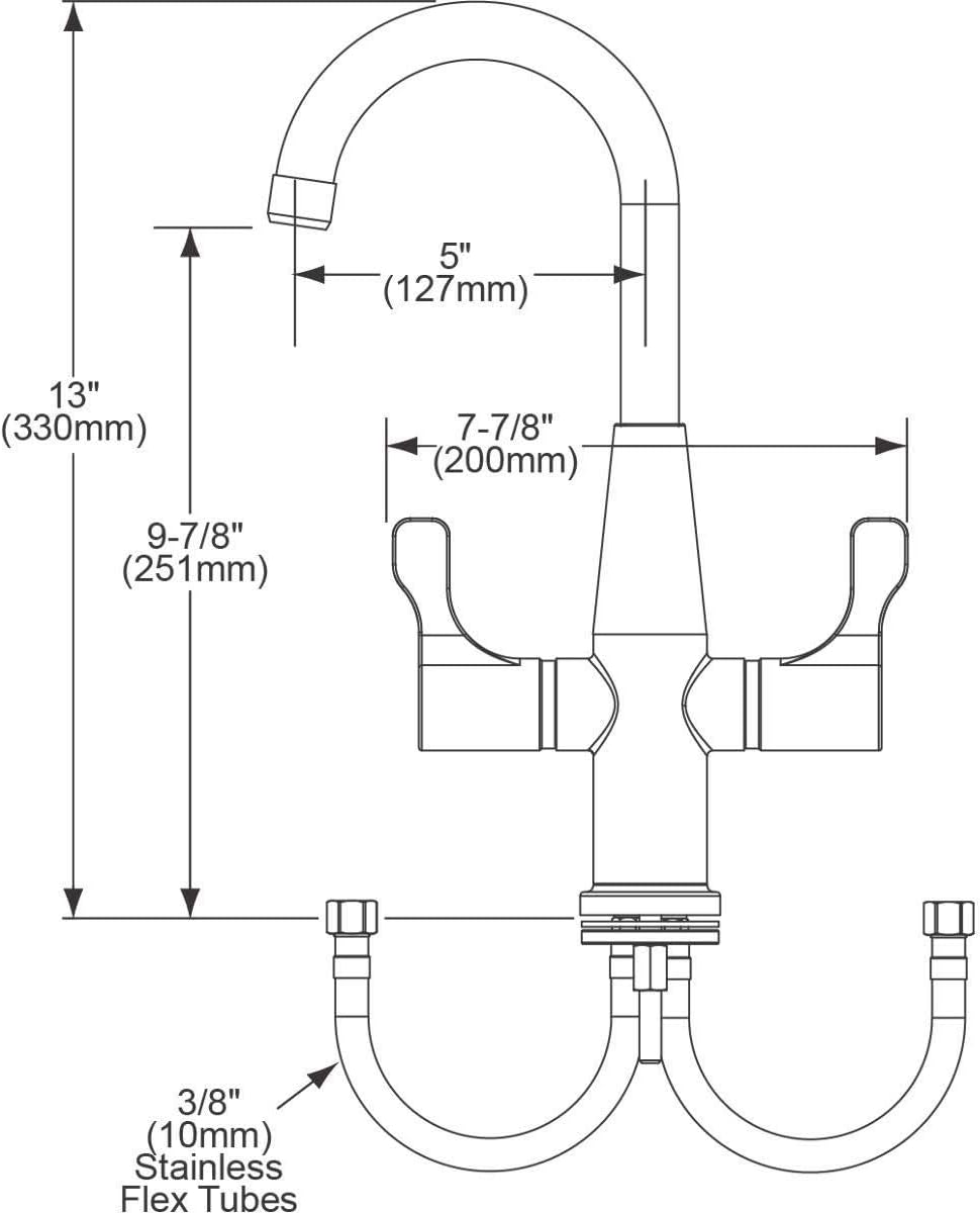 Elkay LKD2223C Deck Mount Faucet with Gooseneck Spout and Twin Lever Handles