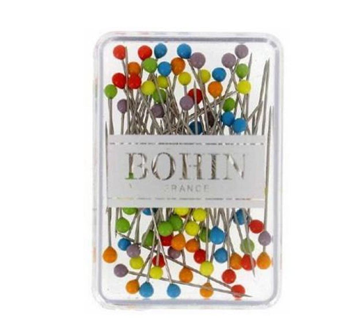 Bohin Glass Head 1 3/16 in Rainbow Pin