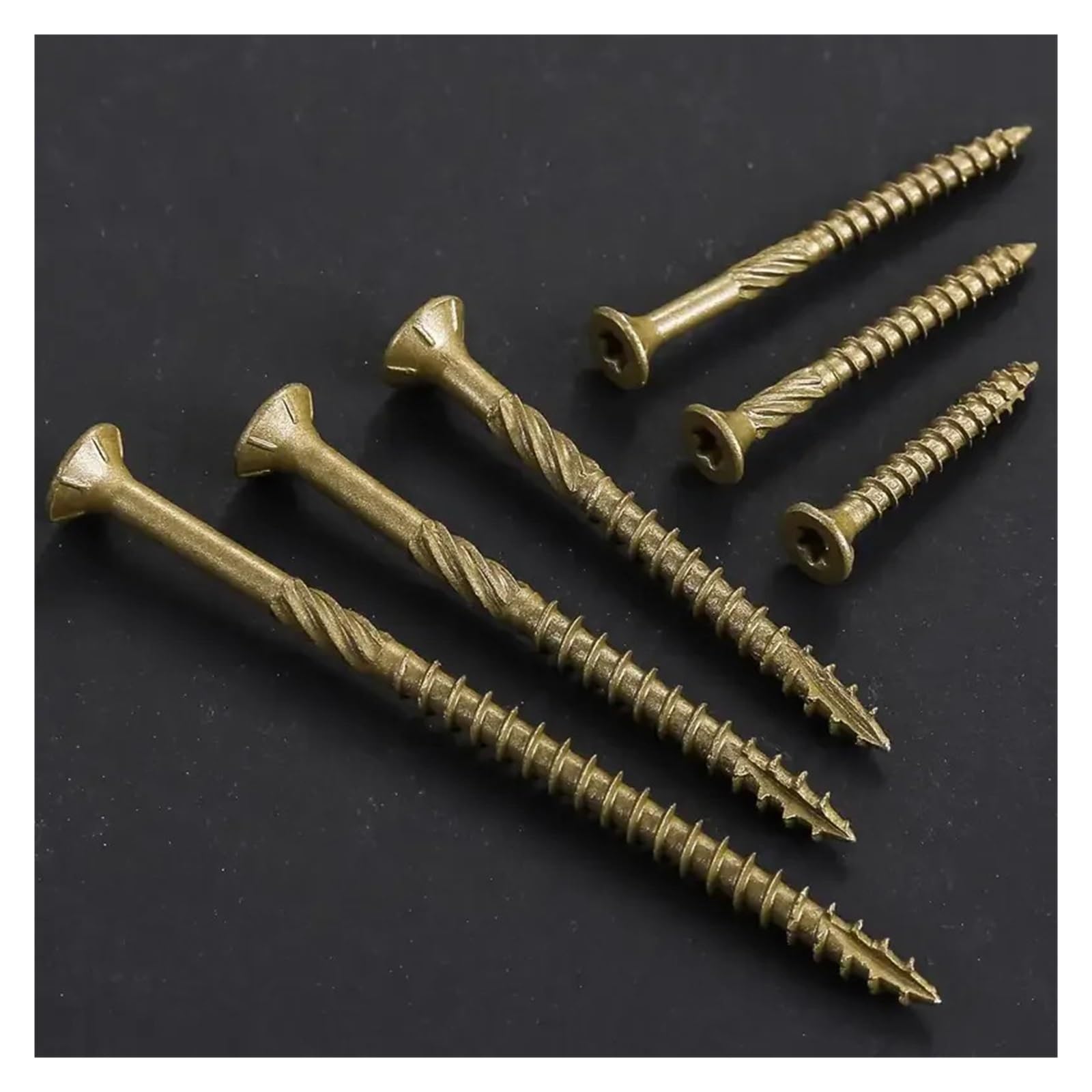 Vis à bois à tête plate 100 pièces #8x1-1/2", #8x2", #10x3" - Revêtement époxy antirouille brun doré, foret étoile T20 compatible avec(8x1-1 2)