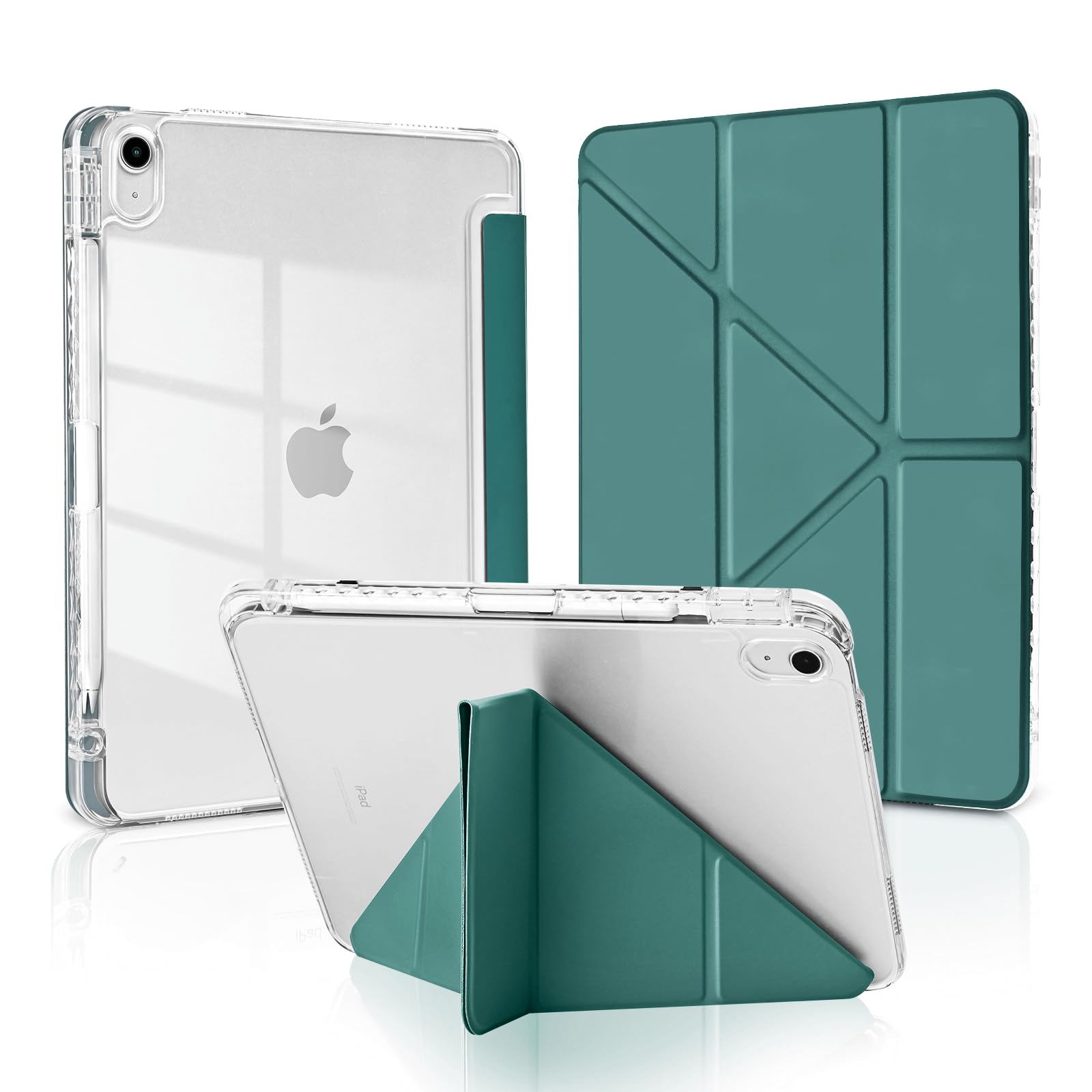 4UBonLife Cover Per iPad (A16) 11a Generazione 11 Pollici 2025, iPad 10a Generazione10,9 2022 con Portapenna, Custodia Protettiva Sottile con Retro Rigido Traslucido Guscio Case, Blu Scuro