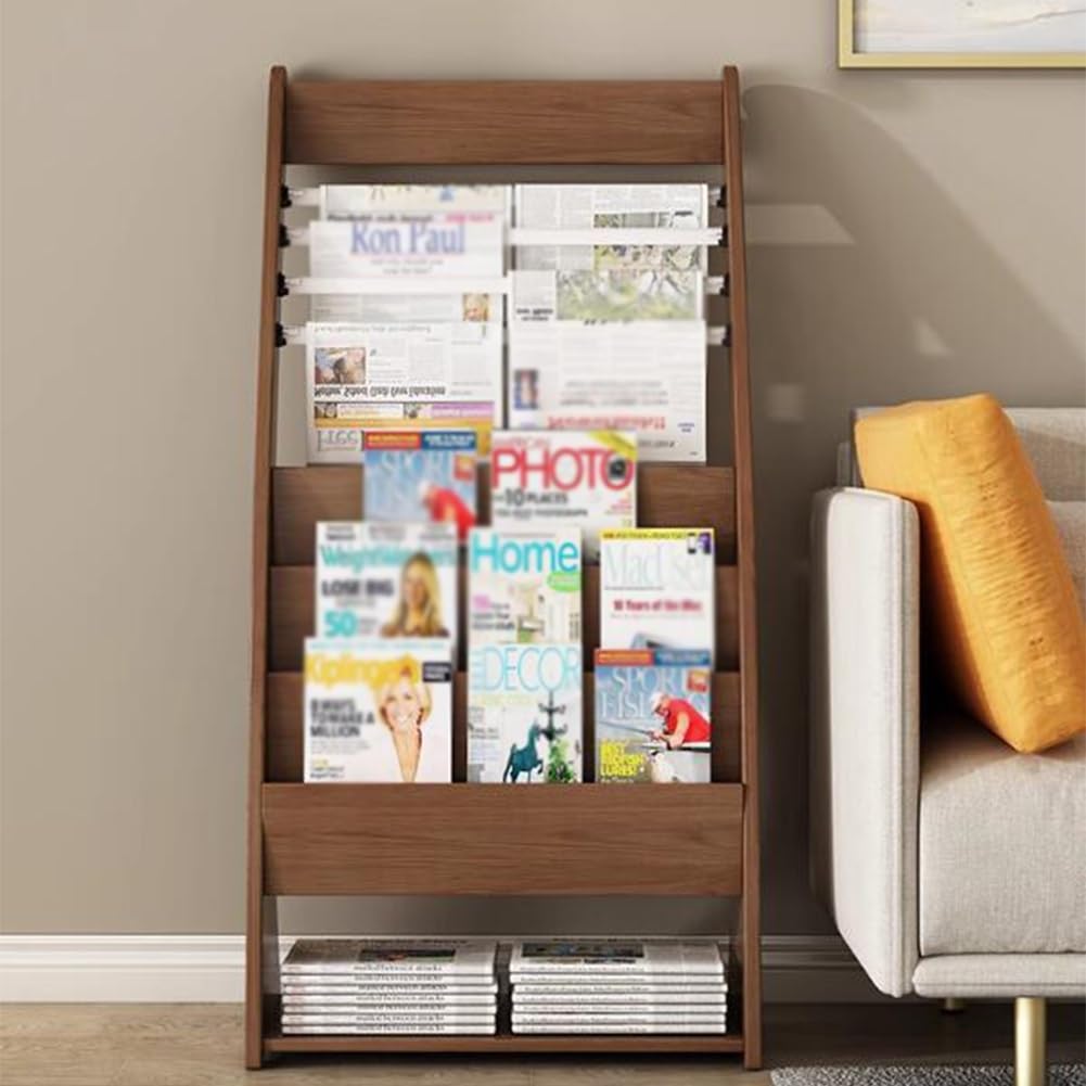 Organizzatore di Materiale Promozionale da Pavimento, Piccolo Porta giornali in Legno, Porta riviste Indipendente, per Banche, biblioteche, uffici (C-62x35x127cm)